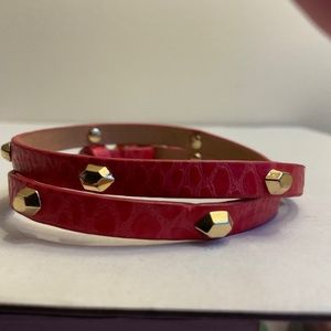 Stella & Dot Hudson red leather wrap bracelet